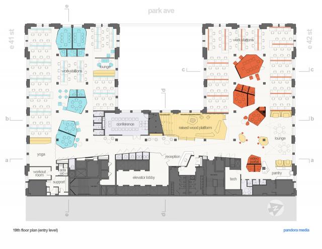 潘多拉媒体公司曼哈顿办公室设计