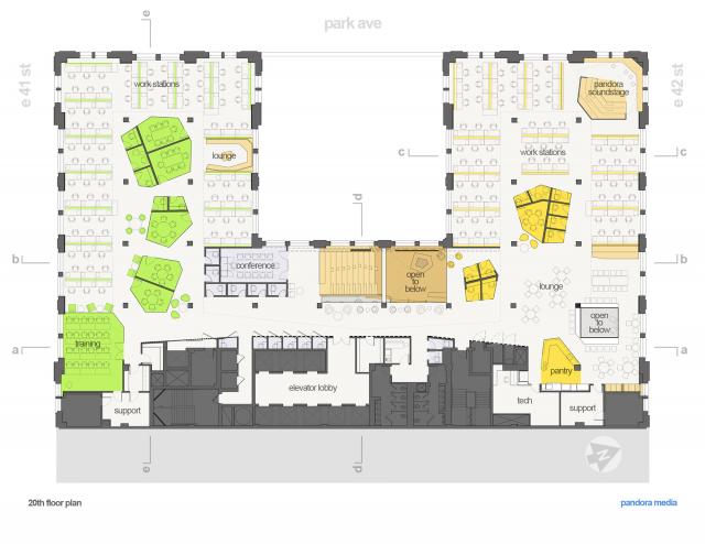 潘多拉媒体公司曼哈顿办公室设计