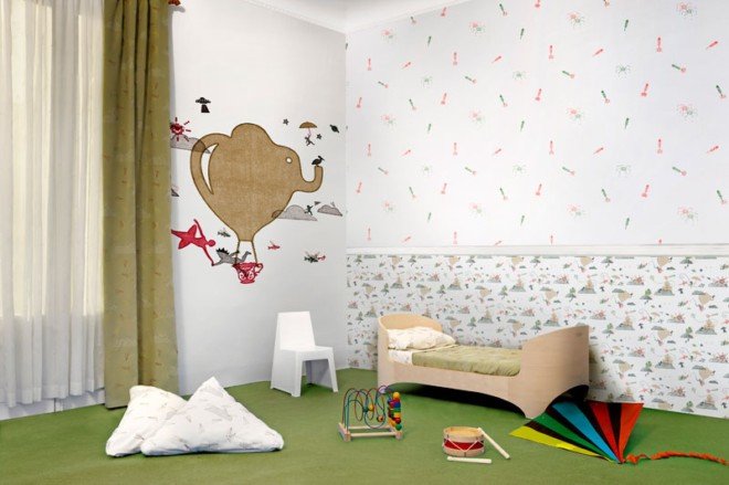 儿童房充满想象力的壁纸设计
